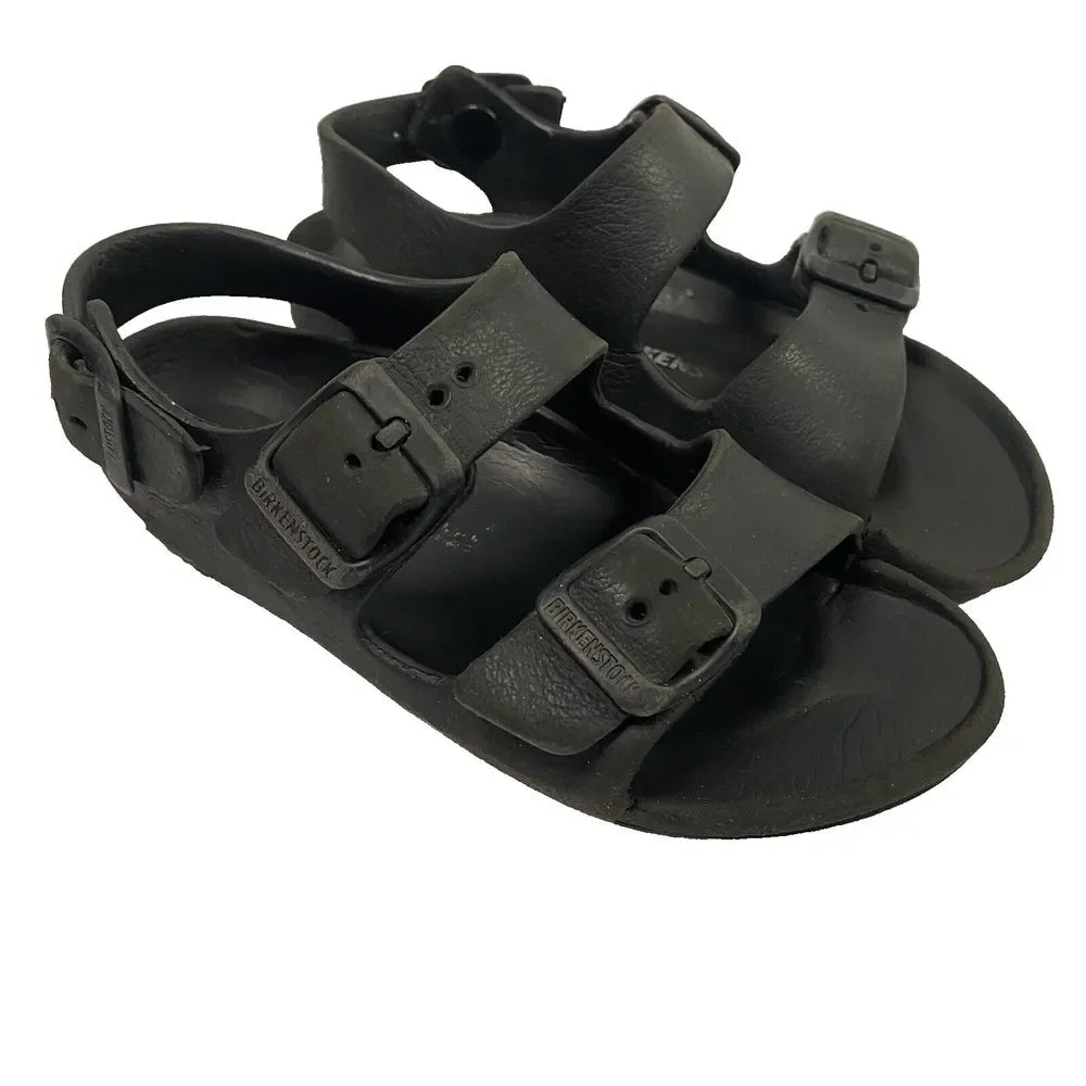 Birkenstock Milano‎ Eva Kids Black Rubber Slingback Sandals Size 28 US 10 - flaw